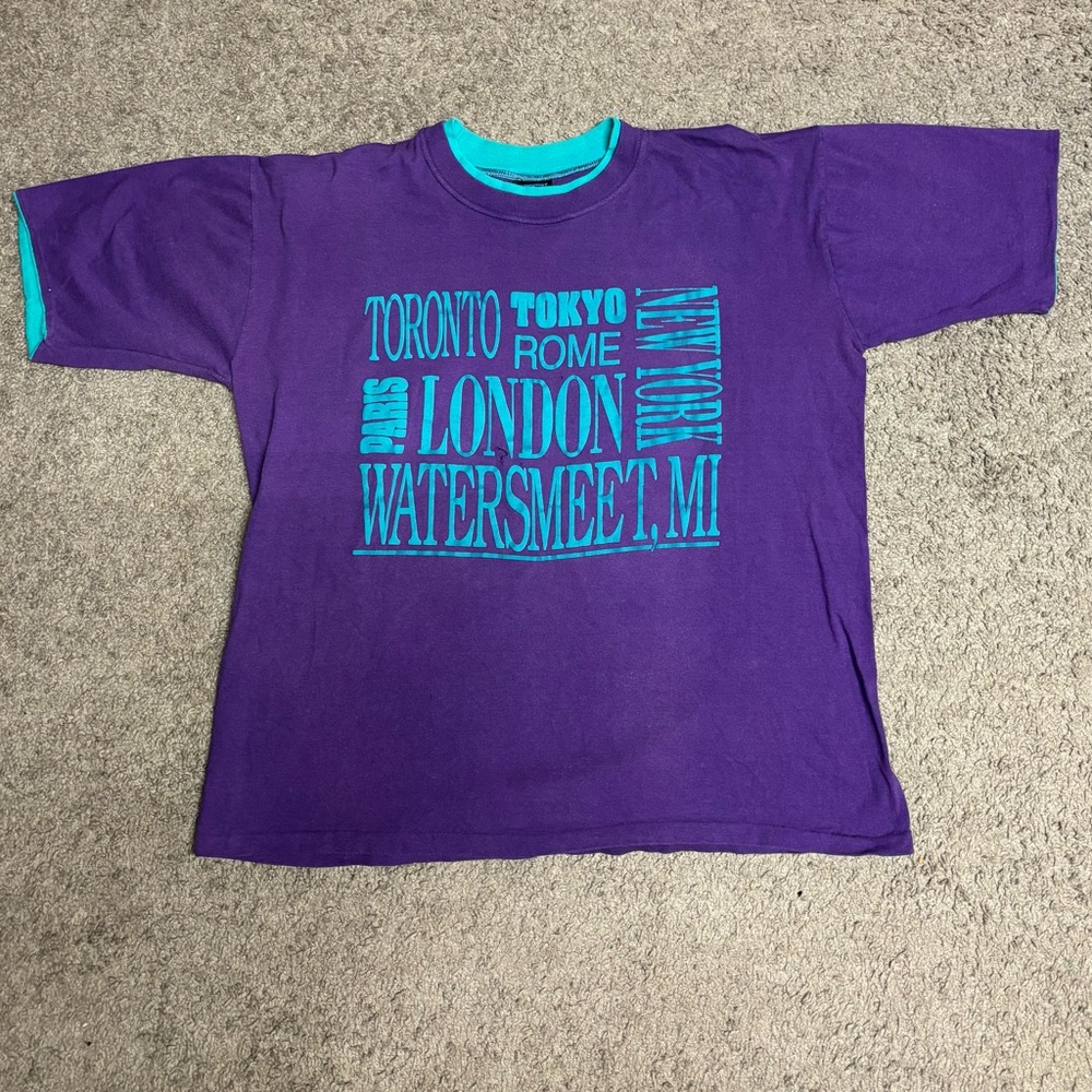 Purple and Blue Vintage Graphic T-Shirt